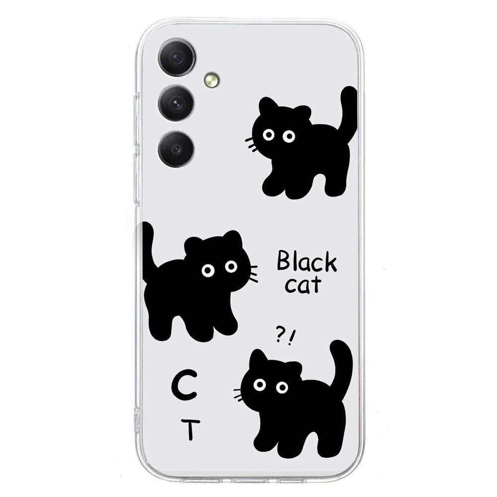 For Samsung Galaxy A05s 4G Slim Case TPU Phone Cover Pattern Printing - Black Cat - 2