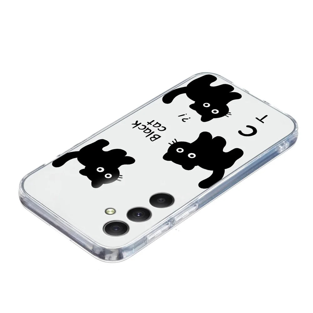 For Samsung Galaxy A05s 4G Slim Case TPU Phone Cover Pattern Printing - Black Cat - 4