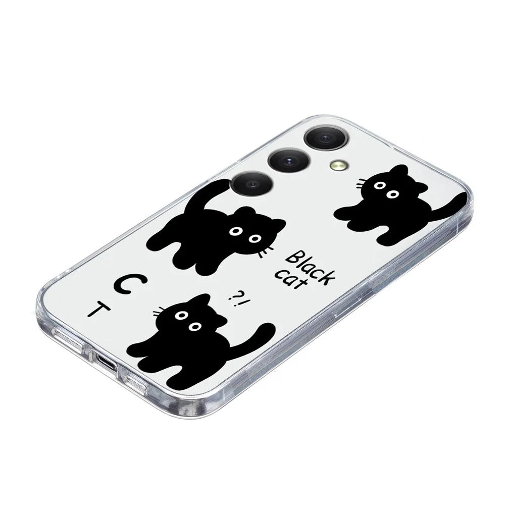 For Samsung Galaxy A05s 4G Slim Case TPU Phone Cover Pattern Printing - Black Cat - 5