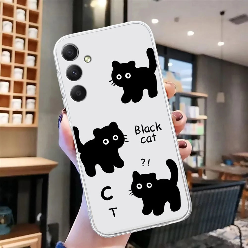 For Samsung Galaxy A05s 4G Slim Case TPU Phone Cover Pattern Printing - Black Cat - 7