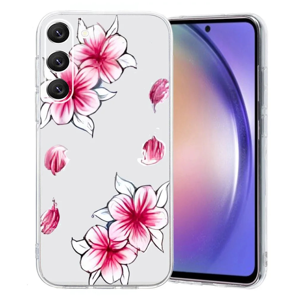 For Samsung Galaxy S23+ Shockproof Case Pattern Printing TPU Phone Cover - Cherry Blossom - 1
