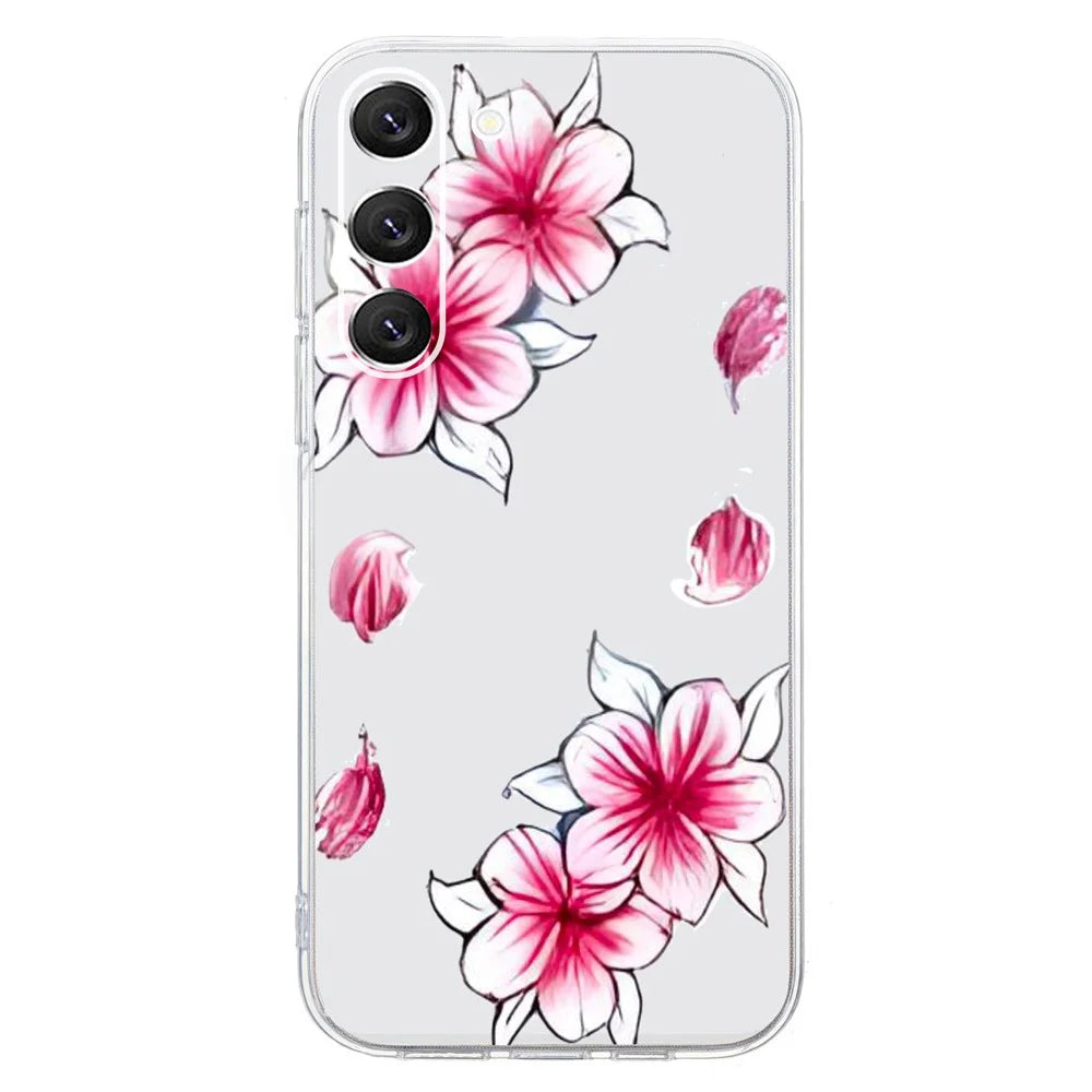 For Samsung Galaxy S23+ Shockproof Case Pattern Printing TPU Phone Cover - Cherry Blossom - 2