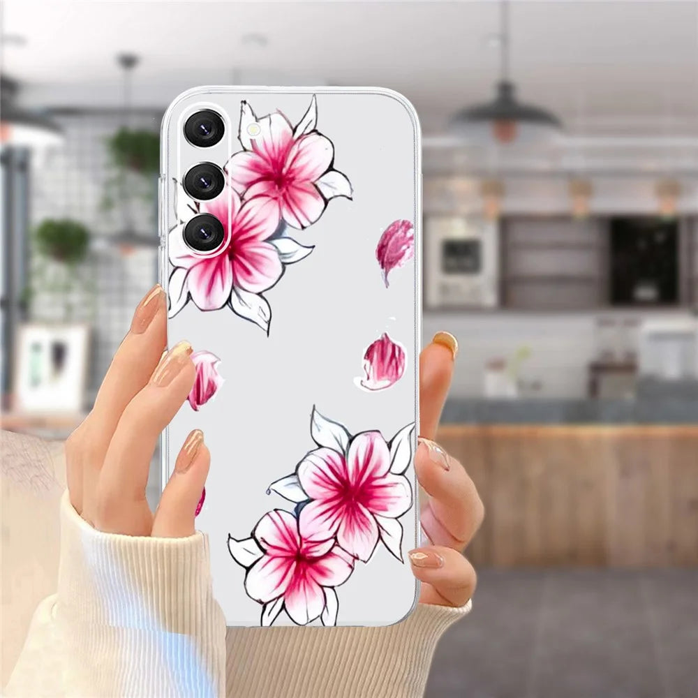 For Samsung Galaxy S23 TPU Case Pattern Printed Phone Protective Cover - Cherry Blossom - 6
