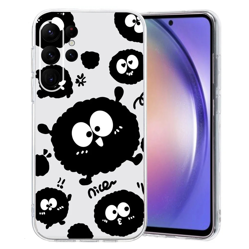 For Samsung Galaxy S23 Ultra Case Pattern Print TPU Phone Cover Precise Lens Protection - Black Briquette - 1