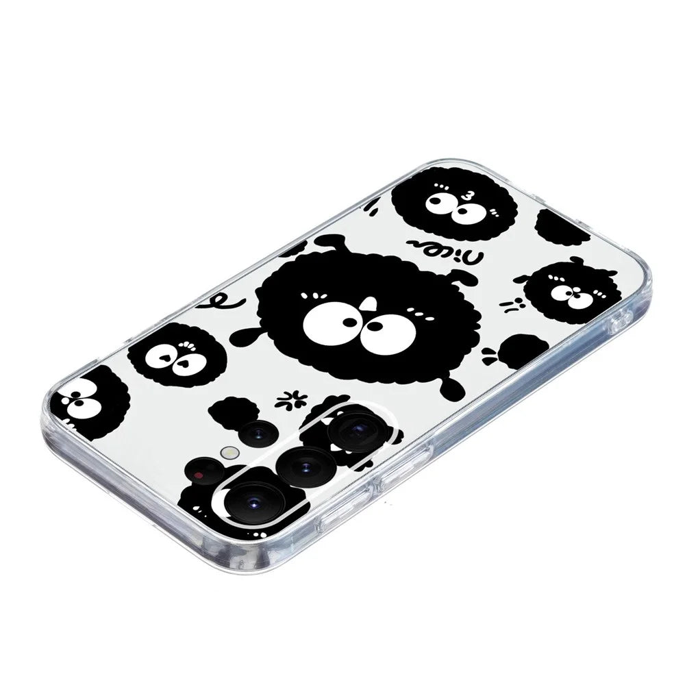For Samsung Galaxy S23 Ultra Case Pattern Print TPU Phone Cover Precise Lens Protection - Black Briquette - 4