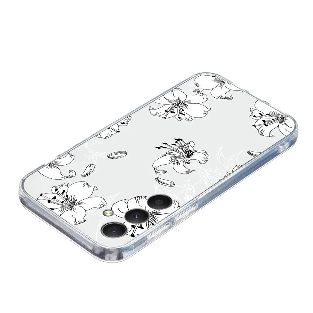 For Samsung Galaxy S24+ Case Soft TPU Slim Phone Cover Printed Pattern - White Flower - 4