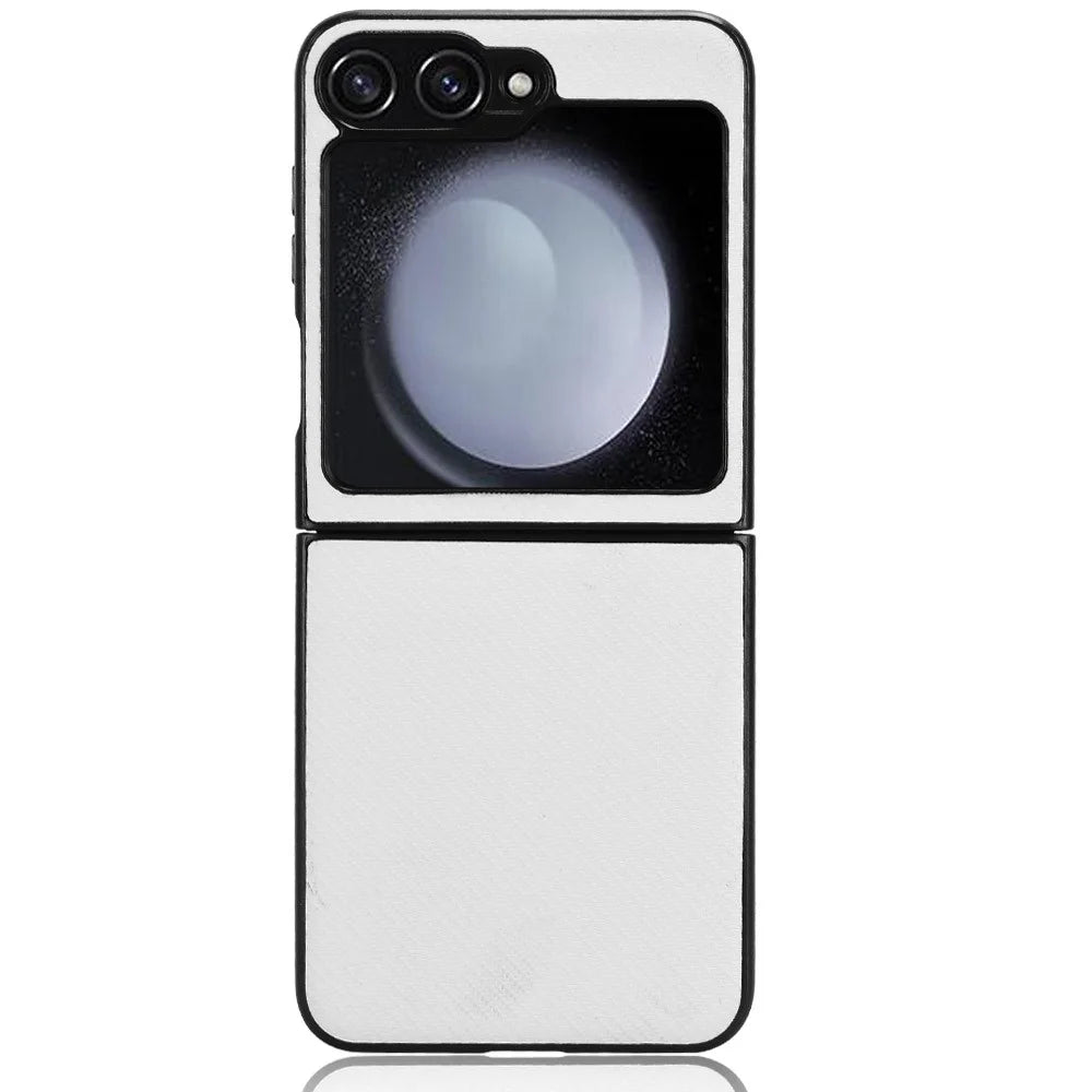 For Samsung Galaxy Z Flip7 FE 5G / Z Flip6 5G Case Carbon Fiber Texture PU+PC Drop-Proof Phone Shell - White - 4