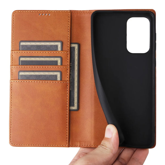 For Samsung Galaxy A53 5G Case PU Leather RFID Blocking Phone Cover Magnetic Closing - Brown - 5