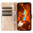 For iPhone 16 Pro Max Case Leather Phone Cover Butterfly Flower Pattern - Gold - 2