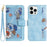 For iPhone 16 Pro Max Case Card Holder Pattern Printed PU Leather Phone Cover - Baby Blue - 1