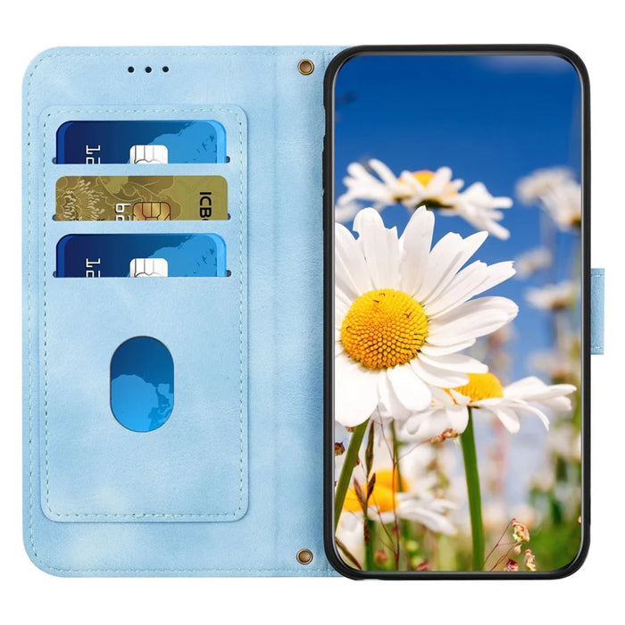 For Sony Xperia 1 VI Case Flower Pattern Card Slots Leather Phone Cover - Baby Blue - 2