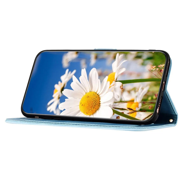 For Sony Xperia 1 VI Case Flower Pattern Card Slots Leather Phone Cover - Baby Blue - 4