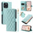For iPhone 16 Pro Max Wallet Case Rhombus Grid PU Leather Phone Cover - Mint Green - 1