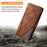 For iPhone 16 Plus Case Imprinted Lines PU Leather Splicing Wallet Phone Cover - Brown - 5