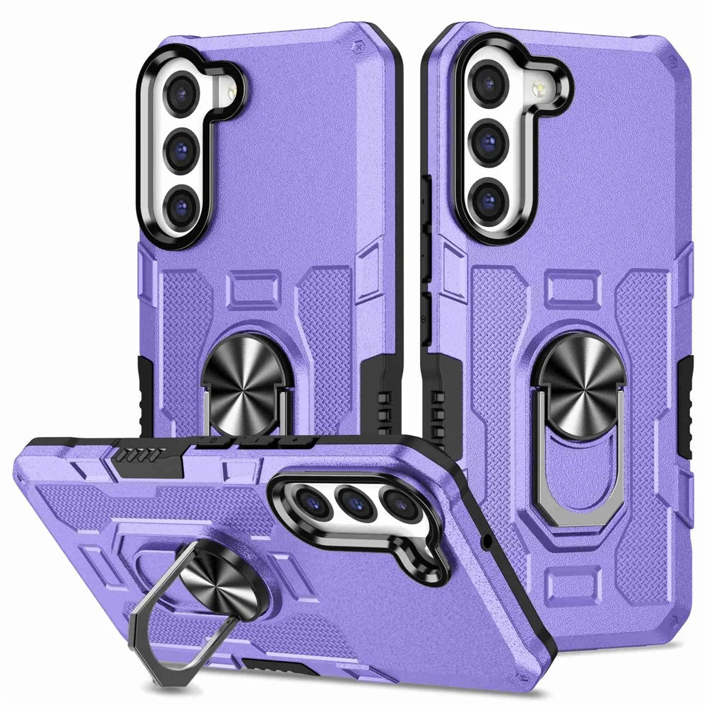 For Samsung Galaxy S22+ 5G All-round Protection Phone Case Rotatable Ring Holder Kickstand Phone Cover - Purple - 1