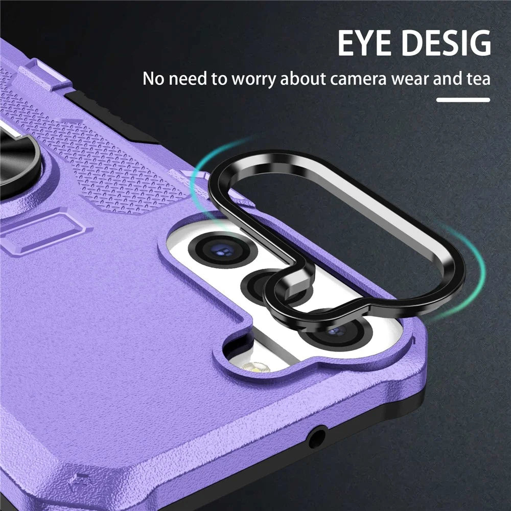 For Samsung Galaxy S22+ 5G All-round Protection Phone Case Rotatable Ring Holder Kickstand Phone Cover - Purple - 6