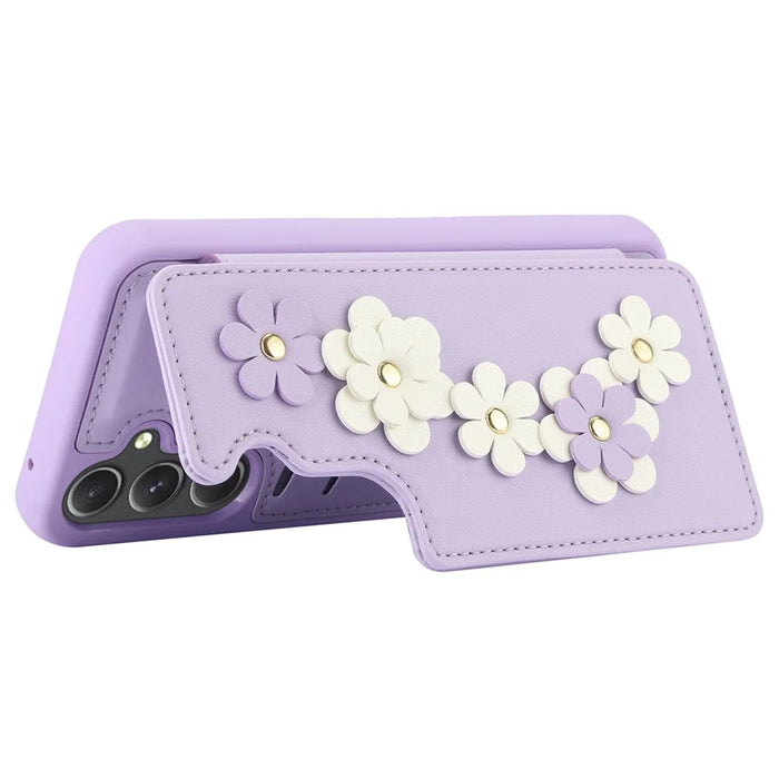 SY-001 For Samsung Galaxy A55 5G Case Leather+TPU Crossbody Phone Cover Card Slots - Purple - 3