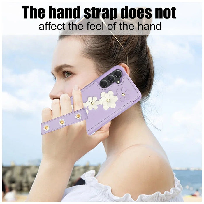 SY-001 For Samsung Galaxy A55 5G Case Leather+TPU Crossbody Phone Cover Card Slots - Purple - 6