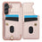SY-001 For Samsung Galaxy A35 5G Case Card Holder Kickstand Leather Coated TPU Phone Cover - Pink - 2