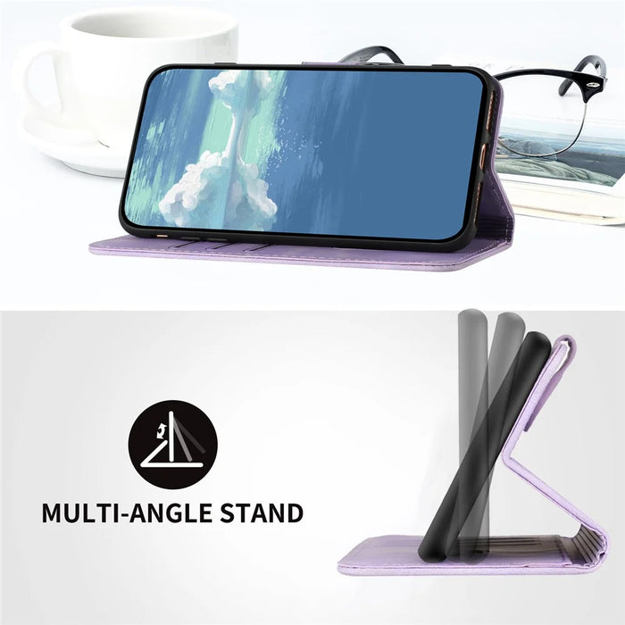 YX0040 For Sony Xperia 1 VI Case with Hand Strap Geometry Leather Phone Cover -  Light Purple - 4