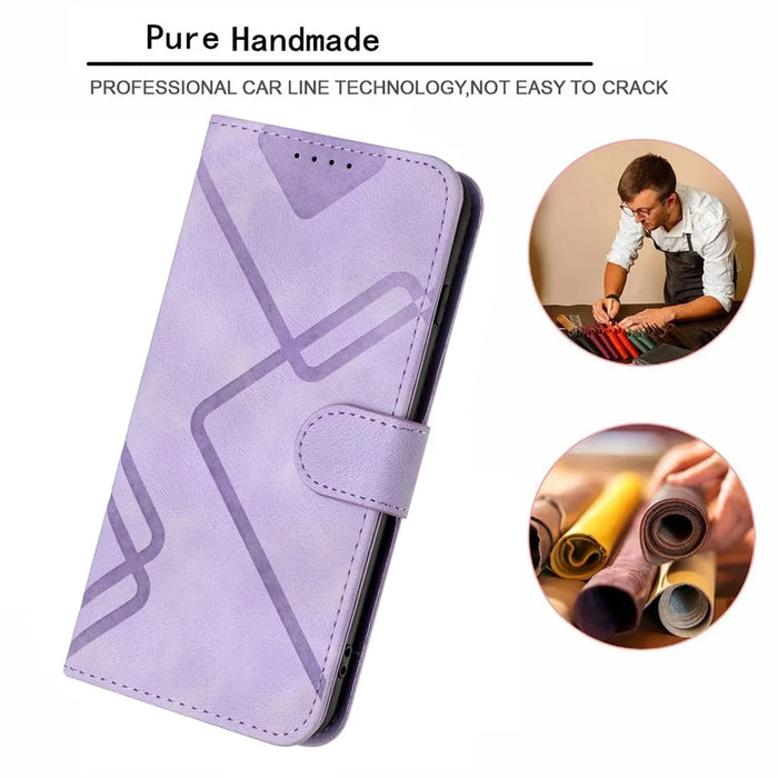 YX0040 For Sony Xperia 1 VI Case with Hand Strap Geometry Leather Phone Cover -  Light Purple - 6
