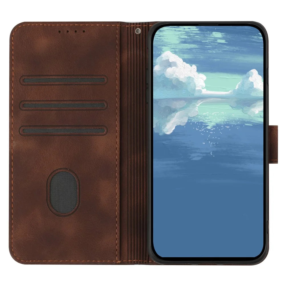 YX0040 For Sony Xperia 10 VI Case Geometry PU Leather Folio Flip Phone Cover - Coffee - 2