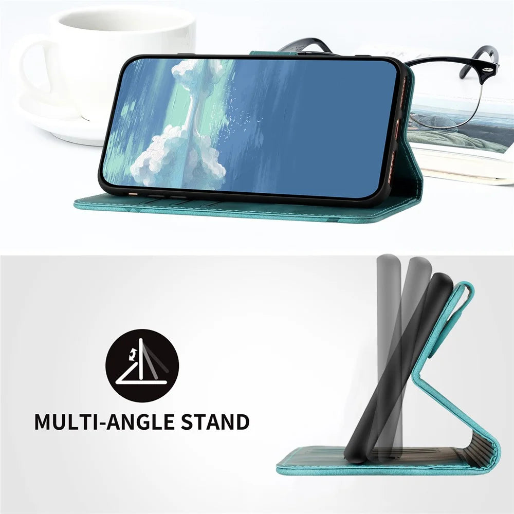 YX0040 For TECNO Pova 6 5G / Pova 6 Pro 5G Leather Case Geometry Phone Cover - Baby Blue - 4