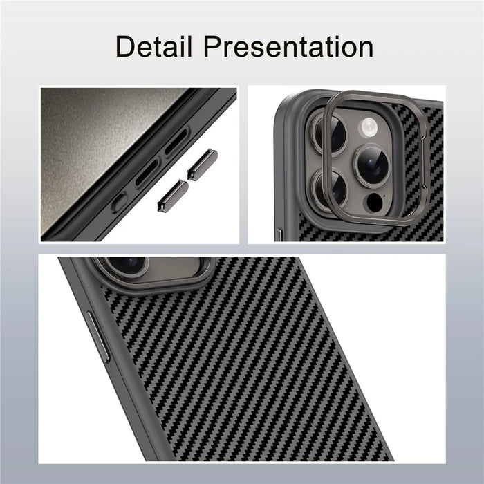 IPAKY For iPhone 14 Pro Case Carbon Fiber Texture TPU Phone Protector - Black - 3