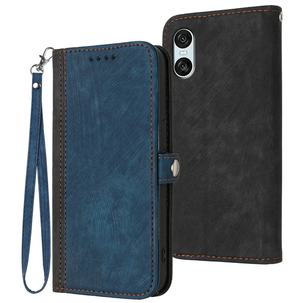 YX0020 For Sony Xperia 10 VI Case PU Leather Flip Phone Cover Skin Touch Texture - Sapphire - 1