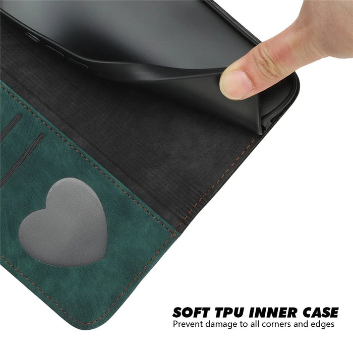 YX0020 For iPhone 16 Pro Max Case Phone Leather Cover Dual Magnetic Clasps - Blackish Green - 4
