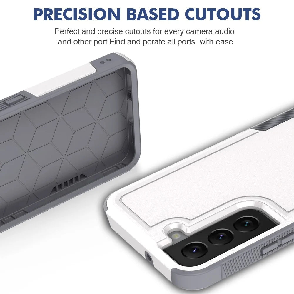 For Samsung Galaxy S22 5G Hard PC + Soft TPU Dual Layer Protection Case Anti-scratch Phone Cover - White - 2