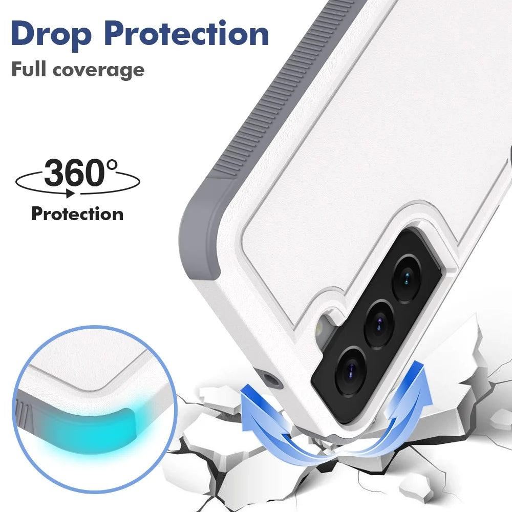 For Samsung Galaxy S22 5G Hard PC + Soft TPU Dual Layer Protection Case Anti-scratch Phone Cover - White - 3