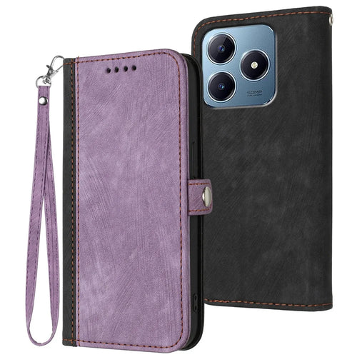 YX0020 For Realme Note 60x 4G / C63 4G / C61 4G Case Leather Phone Cover Wallet Card Slots - Purple - 1
