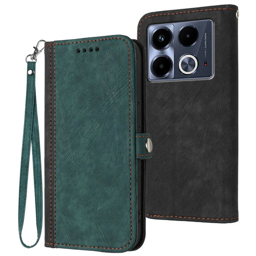 YX0020 For Infinix Note 40 Case PU Leather+TPU Wallet Phone Cover - Blackish Green - 1