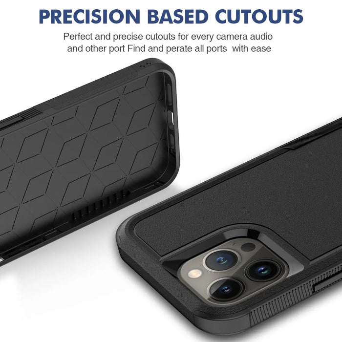 For iPhone 13 Pro Max 6.7 inch PC + Soft TPU Dual Layer Protection Case Anti-scratch Phone Shell - Black - 2