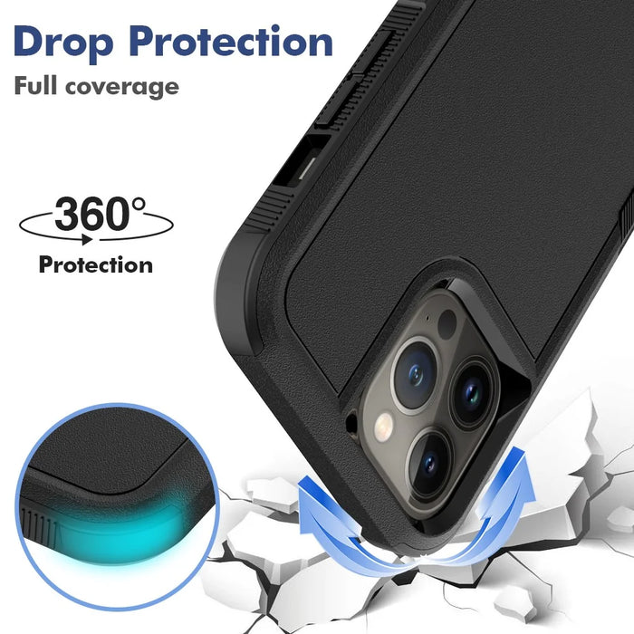 For iPhone 13 Pro Max 6.7 inch PC + Soft TPU Dual Layer Protection Case Anti-scratch Phone Shell - Black - 3