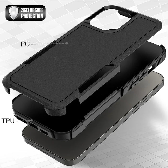 For iPhone 13 Pro Max 6.7 inch PC + Soft TPU Dual Layer Protection Case Anti-scratch Phone Shell - Black - 4
