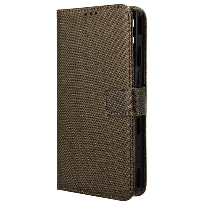 For Blackview Wave 6C Case Diamond Texture Leather Phone Cover with TPU Inner Shell - Brown - 6
