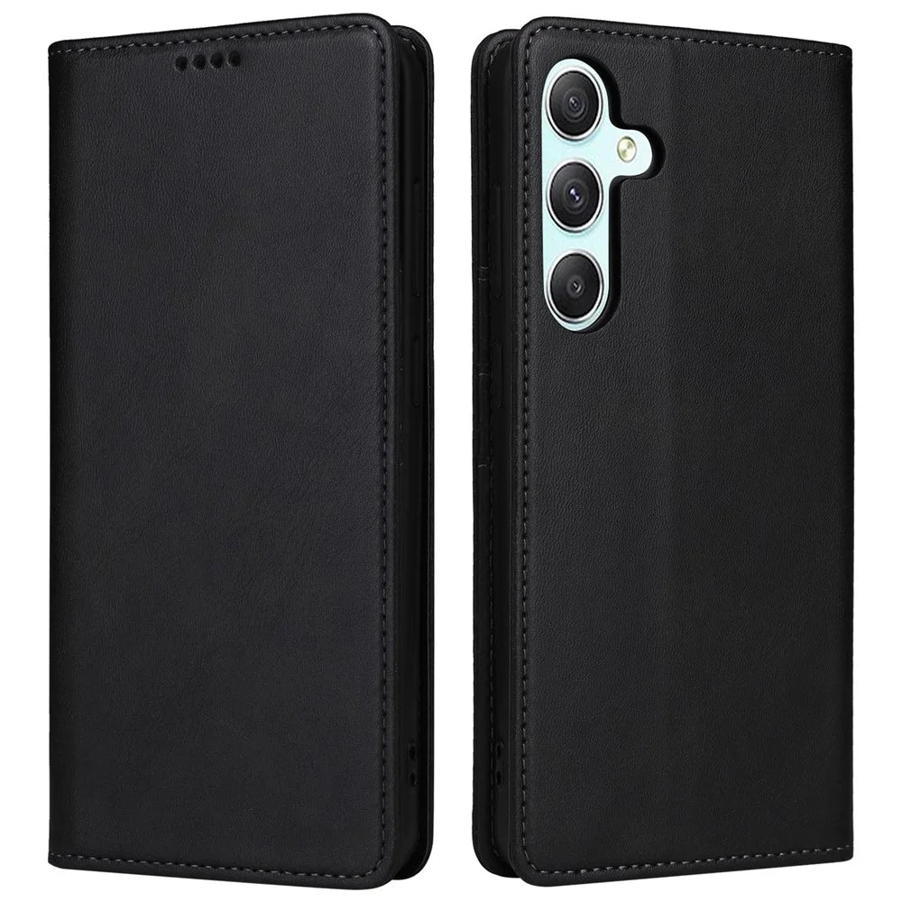 For Samsung Galaxy A34 5G Case Leather RFID Blocking Card Slots Phone Cover - Black - 1