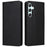 For Samsung Galaxy A34 5G Case Leather RFID Blocking Card Slots Phone Cover - Black - 1