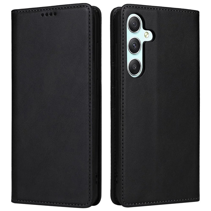 For Samsung Galaxy A34 5G Case Leather RFID Blocking Card Slots Phone Cover - Black - 1