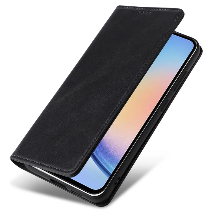 For Samsung Galaxy A34 5G Case Leather RFID Blocking Card Slots Phone Cover - Black - 6