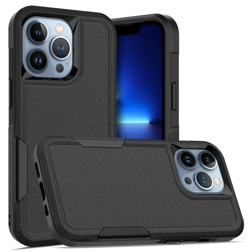 For iPhone 13 Pro 6.1 inch Anti-dust Drop Protection Phone Case Hard PC + Soft TPU Anti-scratch Phone Cover - Black - 1