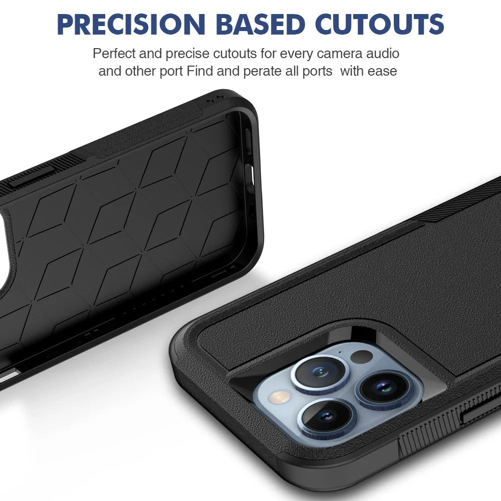 For iPhone 13 Pro 6.1 inch Anti-dust Drop Protection Phone Case Hard PC + Soft TPU Anti-scratch Phone Cover - Black - 2