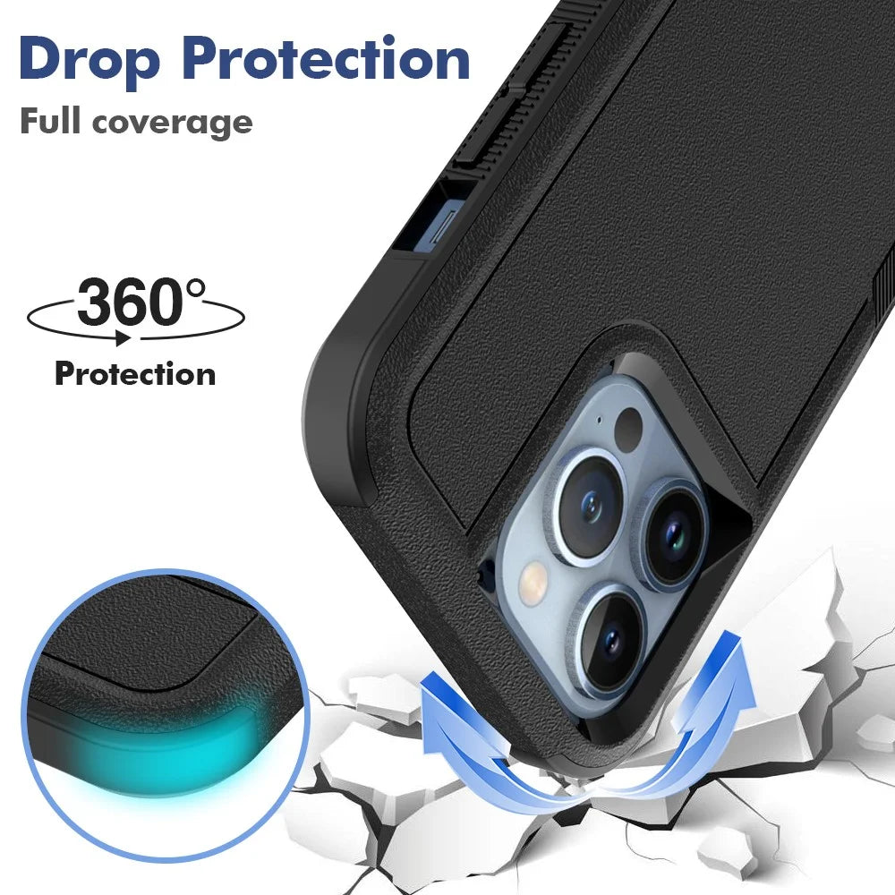 For iPhone 13 Pro 6.1 inch Anti-dust Drop Protection Phone Case Hard PC + Soft TPU Anti-scratch Phone Cover - Black - 3