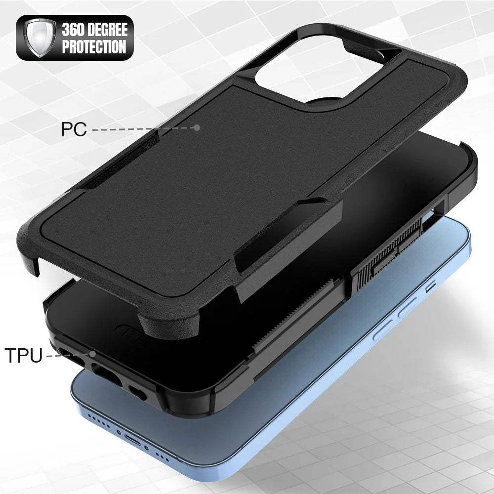 For iPhone 13 Pro 6.1 inch Anti-dust Drop Protection Phone Case Hard PC + Soft TPU Anti-scratch Phone Cover - Black - 4