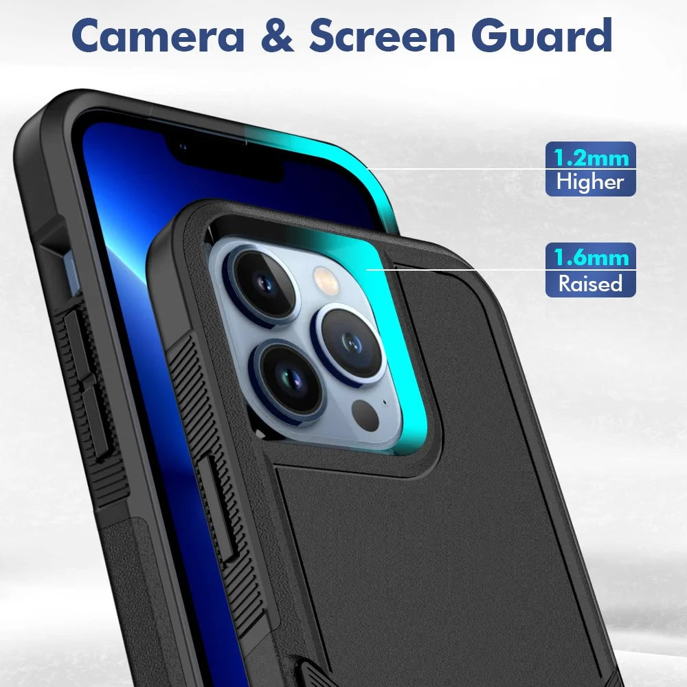 For iPhone 13 Pro 6.1 inch Anti-dust Drop Protection Phone Case Hard PC + Soft TPU Anti-scratch Phone Cover - Black - 5