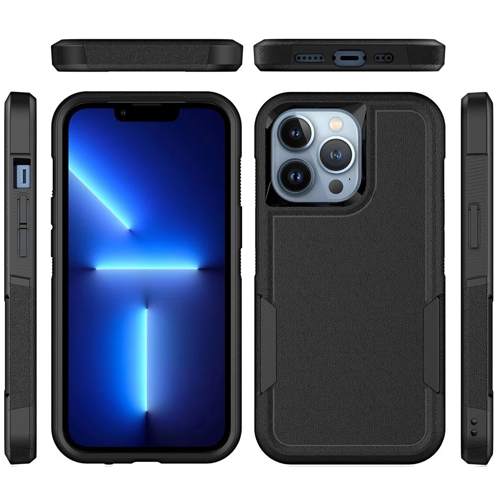 For iPhone 13 Pro 6.1 inch Anti-dust Drop Protection Phone Case Hard PC + Soft TPU Anti-scratch Phone Cover - Black - 6