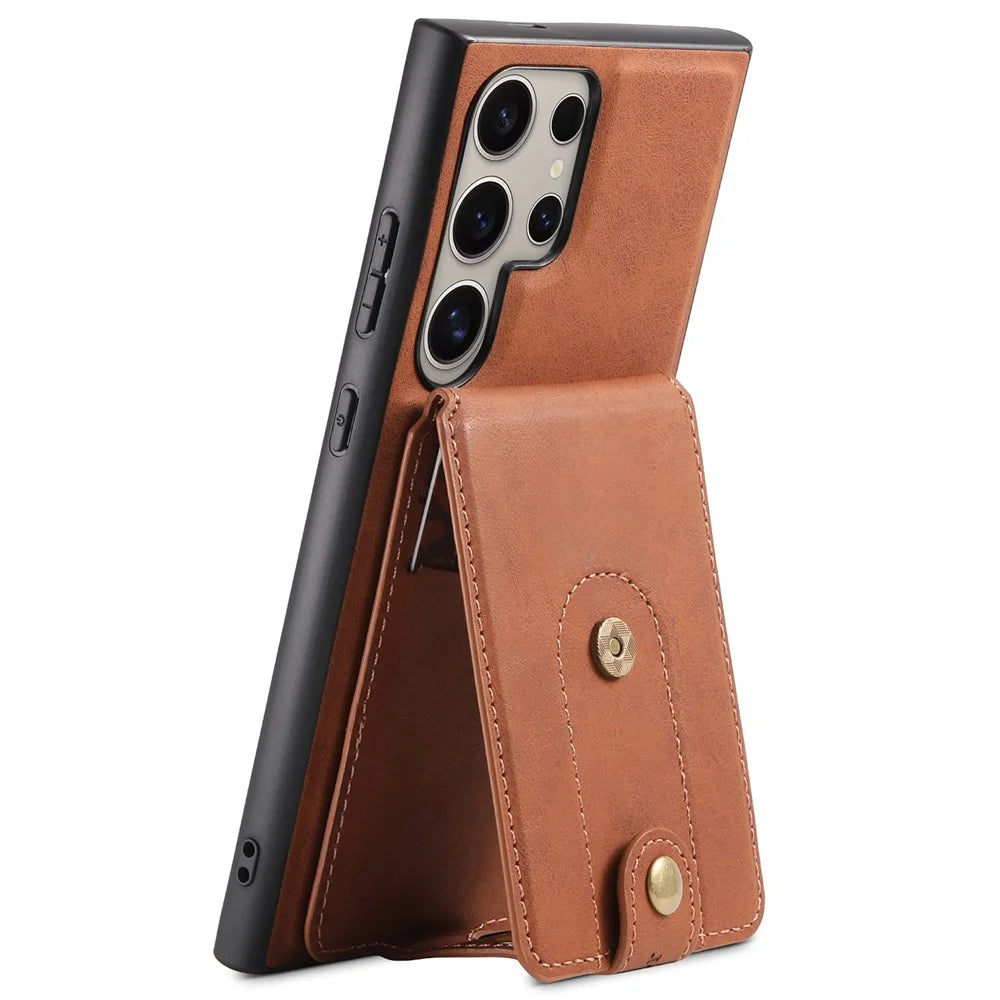 DENIOR D14 For Samsung Galaxy S24 Ultra Magnetic Case 2 in 1 Detachable Leather+PC+TPU Phone Cover - Brown - 2