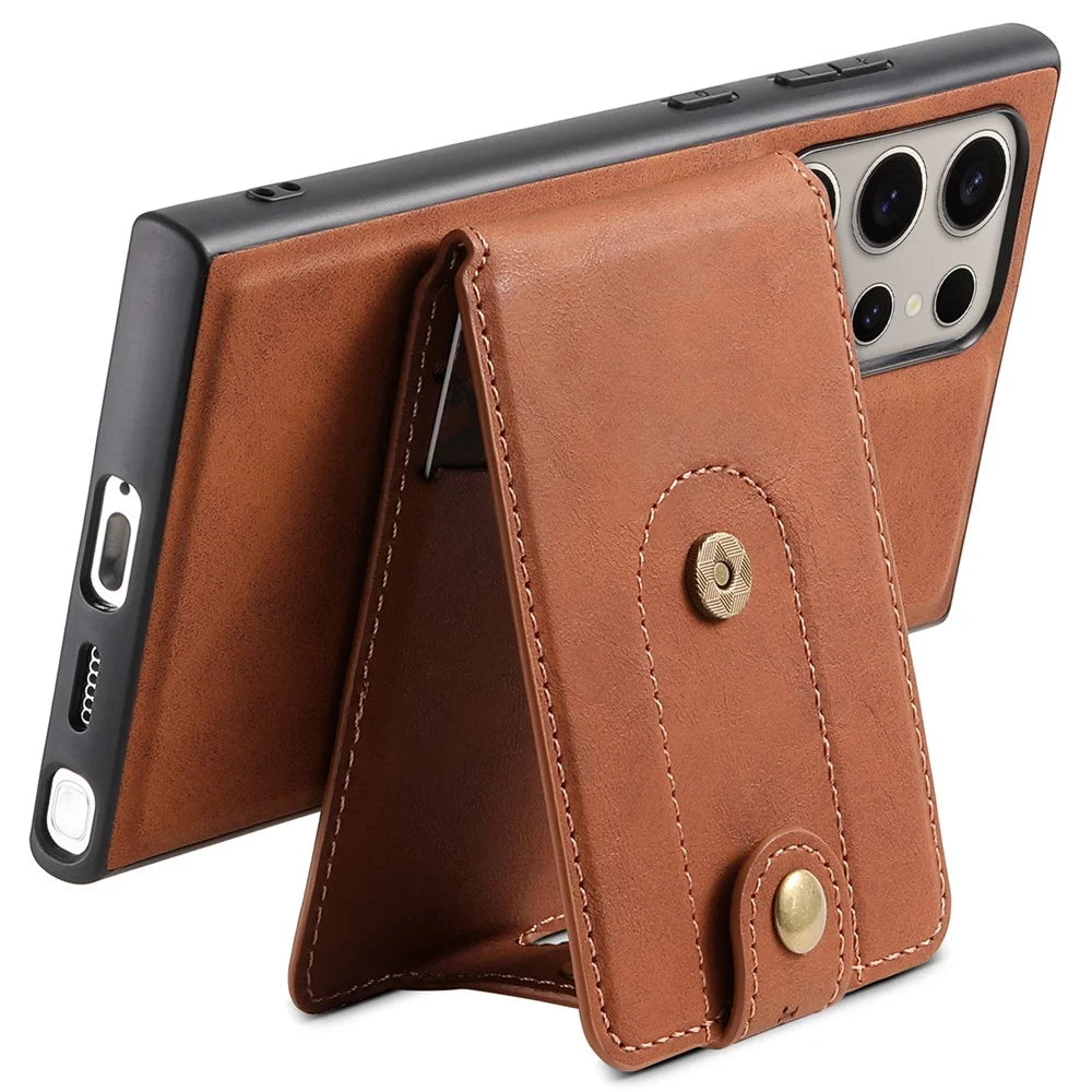 DENIOR D14 For Samsung Galaxy S24 Ultra Magnetic Case 2 in 1 Detachable Leather+PC+TPU Phone Cover - Brown - 3